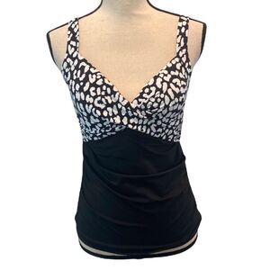 Lands’ End Black White Tankini Swimsuit Size 4P